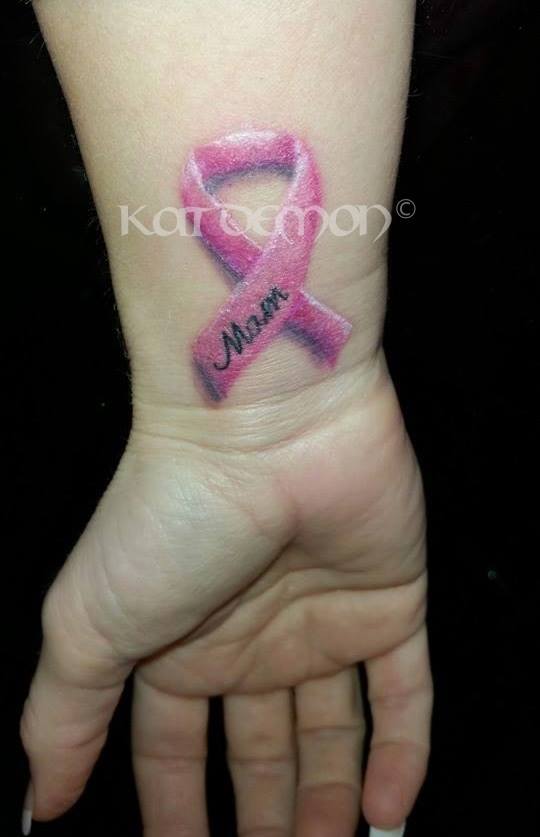 breast cancer ribbon tattoo
